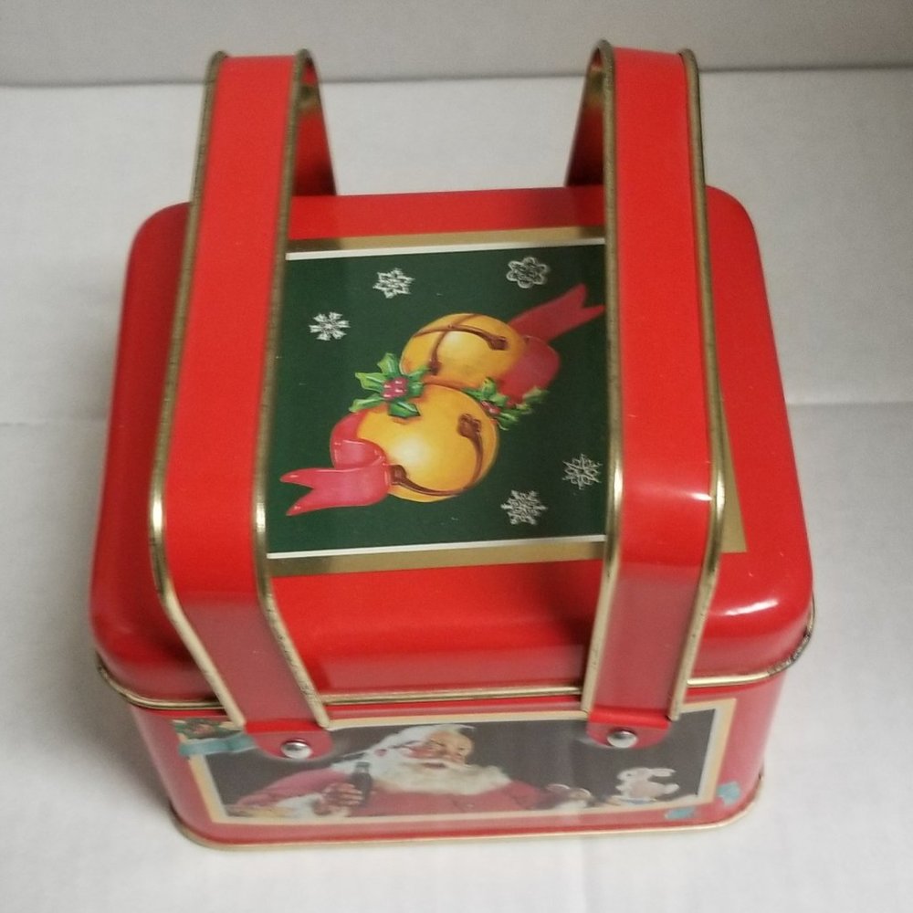 Vintage Coca Cola Santa tin with handles - Picture 2 of 3